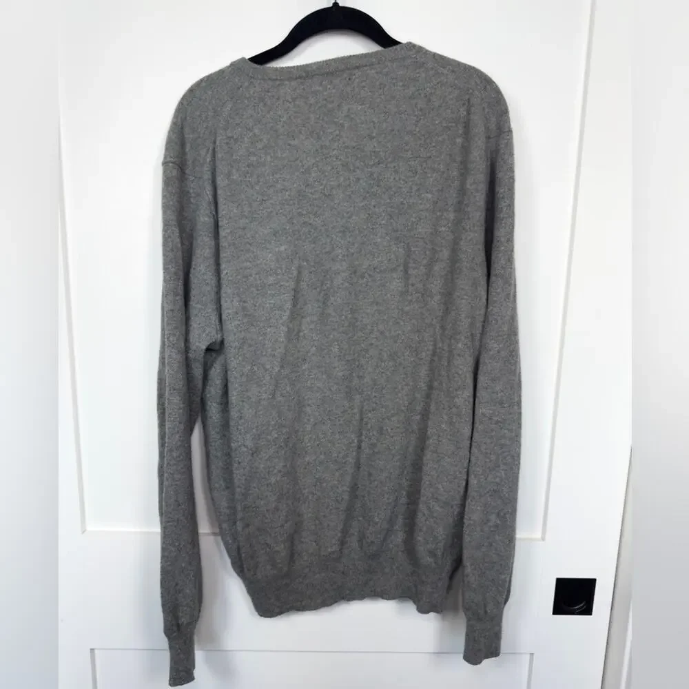 Polo Ralph Lauren Grey Cashmere Long Sleeve V Neck Sweater Size XXL